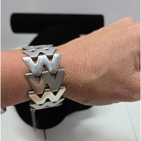 Vintage 925 Sterling Silver Link Bracelet Haglund Studio Sweden Safety Chain 52g - Picture 10 of 12